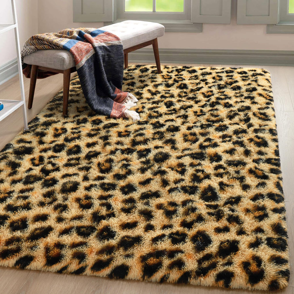 Leopard Rugs, Soft Bedroom Rugs - Fluffy Living Room Rugs, Girls Room Decor