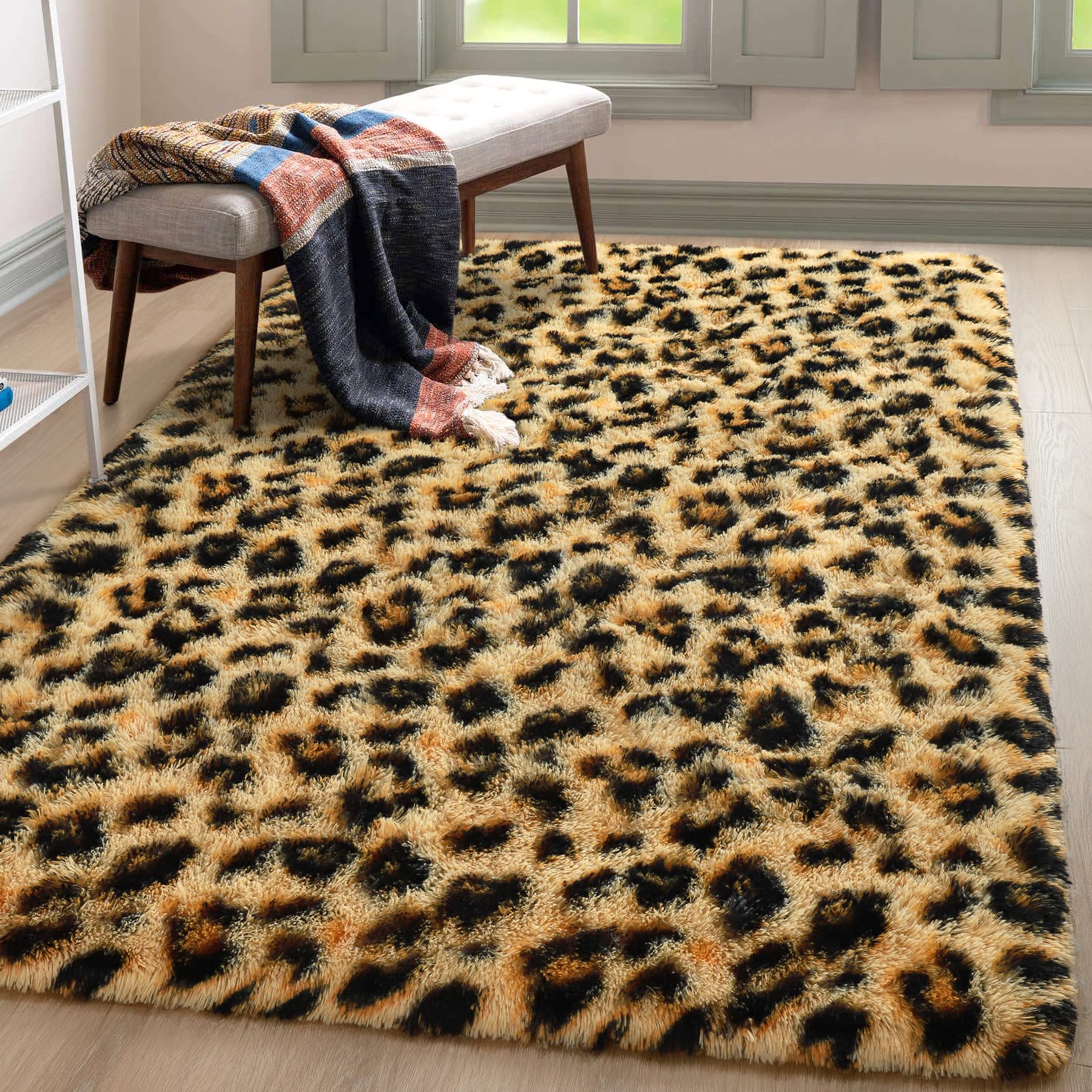 Leopard Rugs, Soft Bedroom Rugs - Fluffy Living Room Rugs, Girls Room Decor