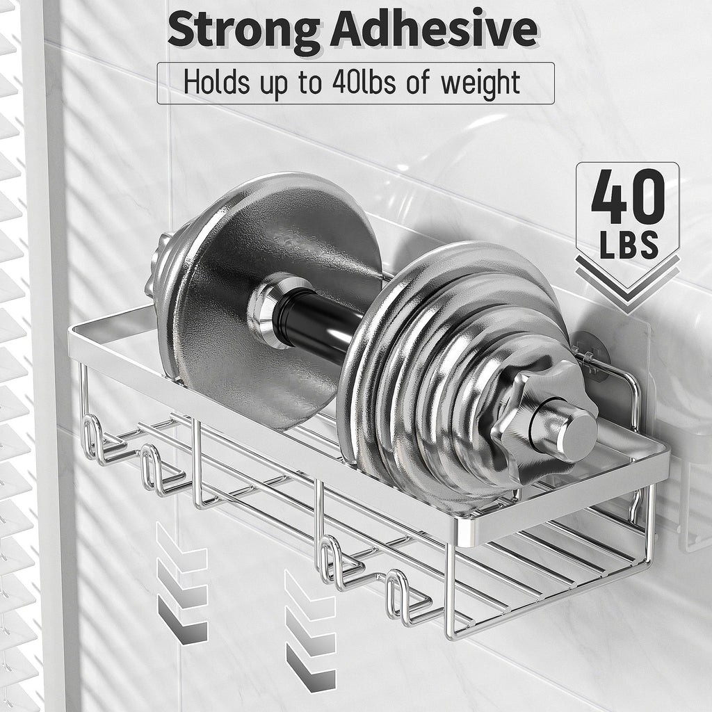 Shower Caddy Organizer Rack Shelf for Inside Shower, Adhesive Bathroom Wall Storage Basket Rustproof Stainless Steel