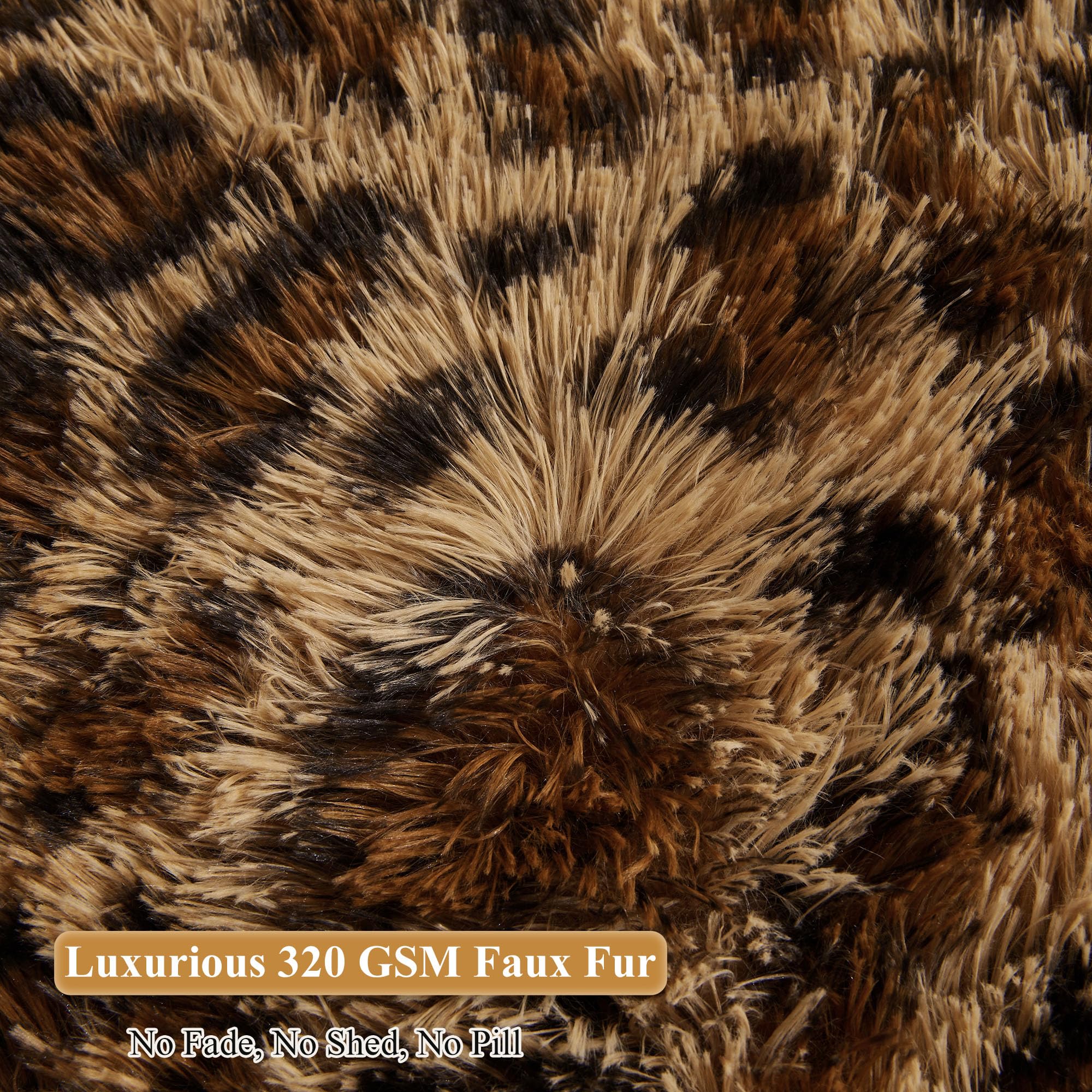 Faux Fur Leopard Print Bean Bag Chair Cover (No Filler), Fluffy Stuffed Animal Storage Cheetah Bean Bag Home Decor, Furry Fuzzy Big Beanbag Cover, Anti-Slip