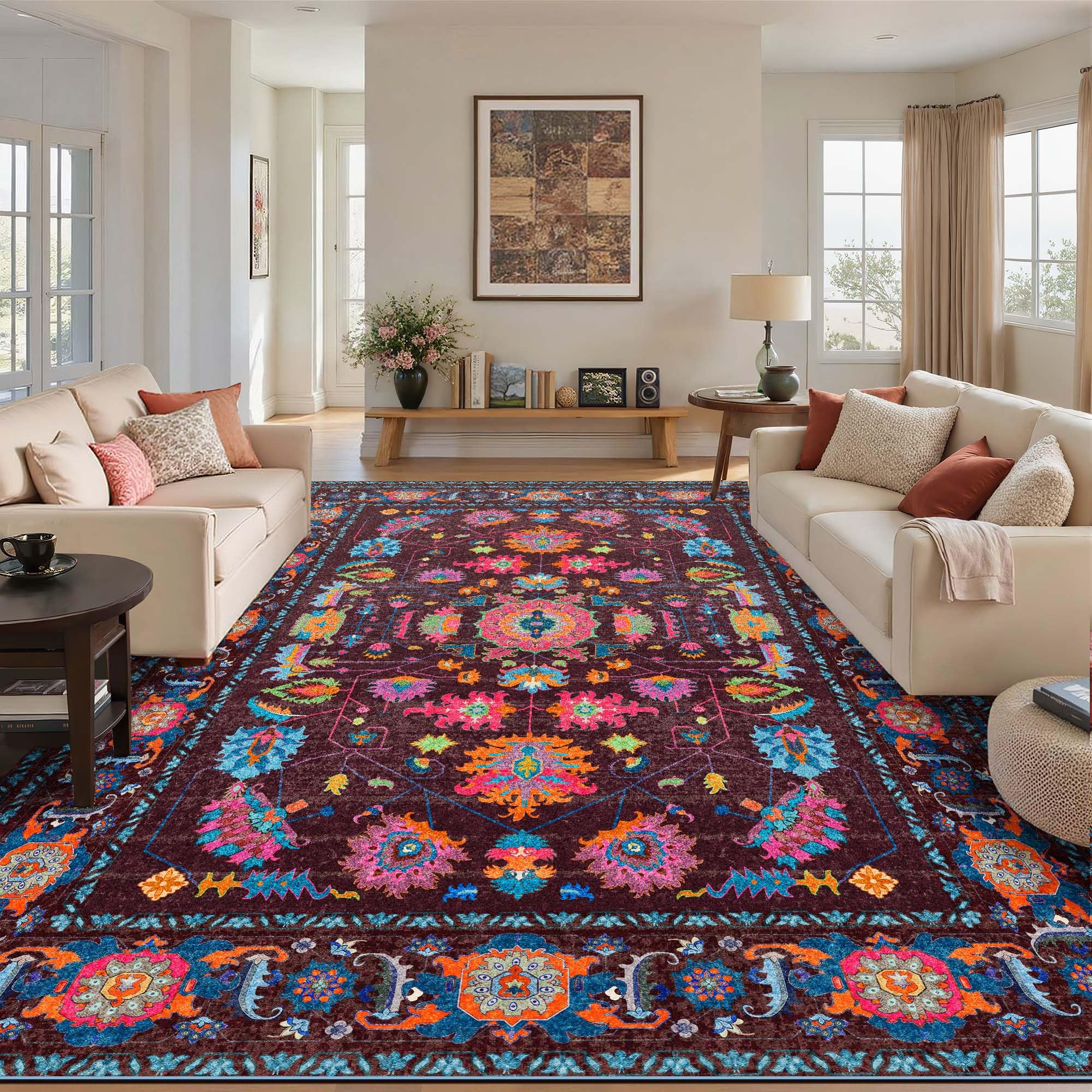 Vintage Stain Resistant Soft Oriental Rugs