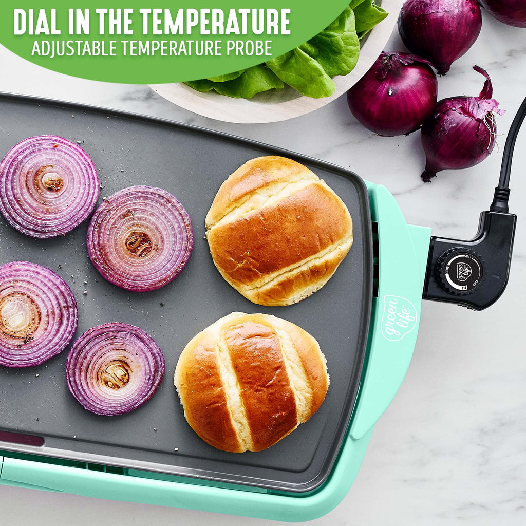 Extra Large 20â€?Electric Griddle, Non-Toxic PFAS & PFOA-Free Ceramic Nonstick, Temperature Control, Quick Even Heating, Removable Drip Tray, Pancakes, Eggs, Sausage, Easy Clean