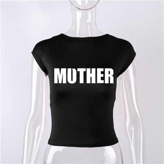 Short Sleeve Backless Y2K Mother F Clothes Crop Top Women