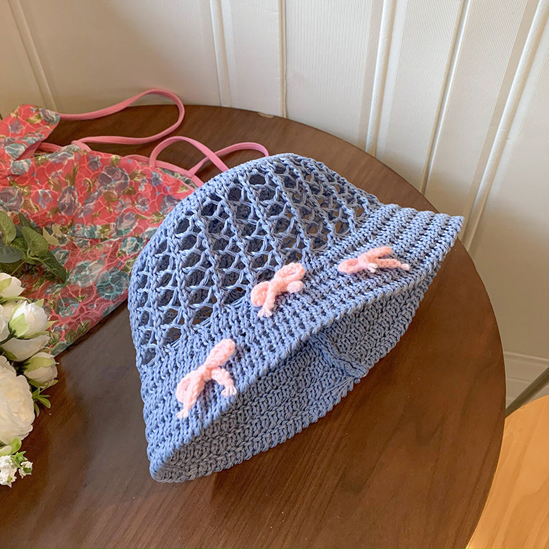 Spring Sweet Hollow Bow Straw Hat Women's Summer