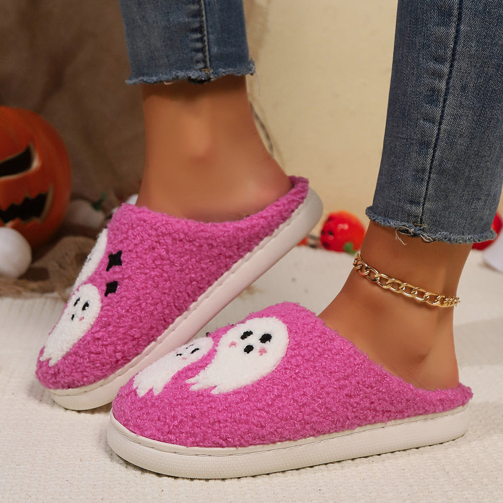 Cartoon Ghost Cotton Slippers For Women Indoor Non-slip Bedroom Floor Slipper Winter House Shoes