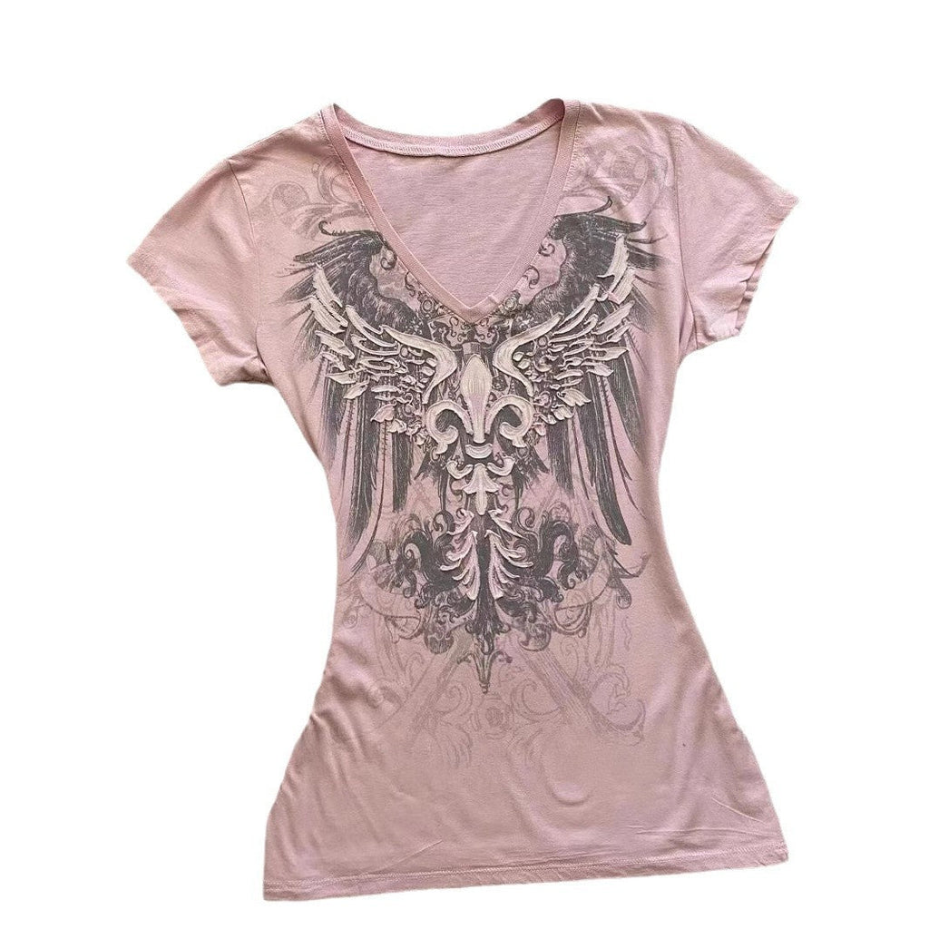 Retro V-neck Short Sleeve Slim Fit Slimming