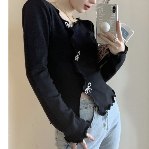 Short Inner Wear Slim Bow Western Style Shirt Top