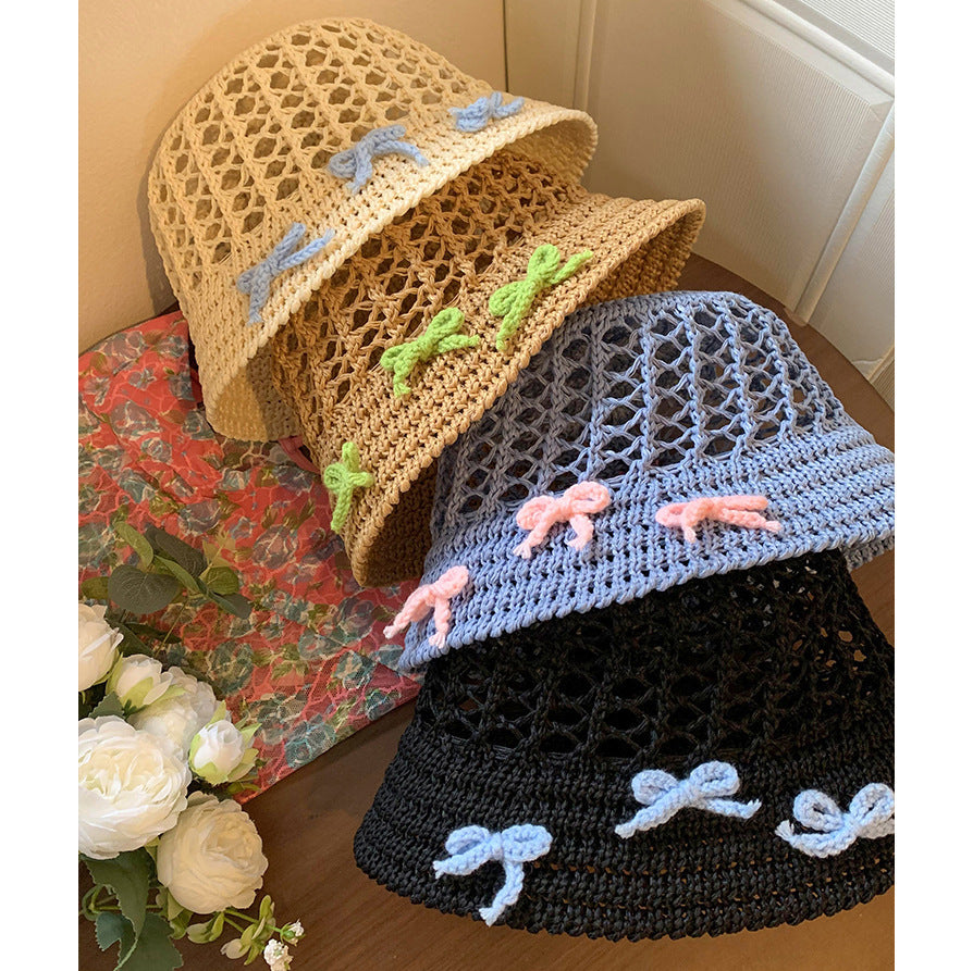 Spring Sweet Hollow Bow Straw Hat Women's Summer
