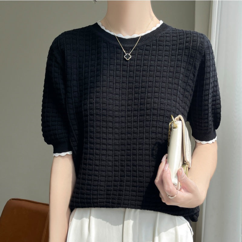 Cotton Lightweight Elegant Knitwear T-shirt
