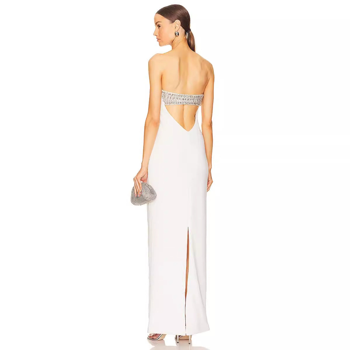 White Diamond Tube Top Bandage Dress Evening Dress