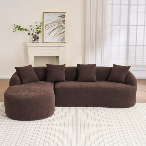 Full Compression Sponge L-Shape Sectional Sofa, Modular Chaise Chenille Couch, 30D High-Density