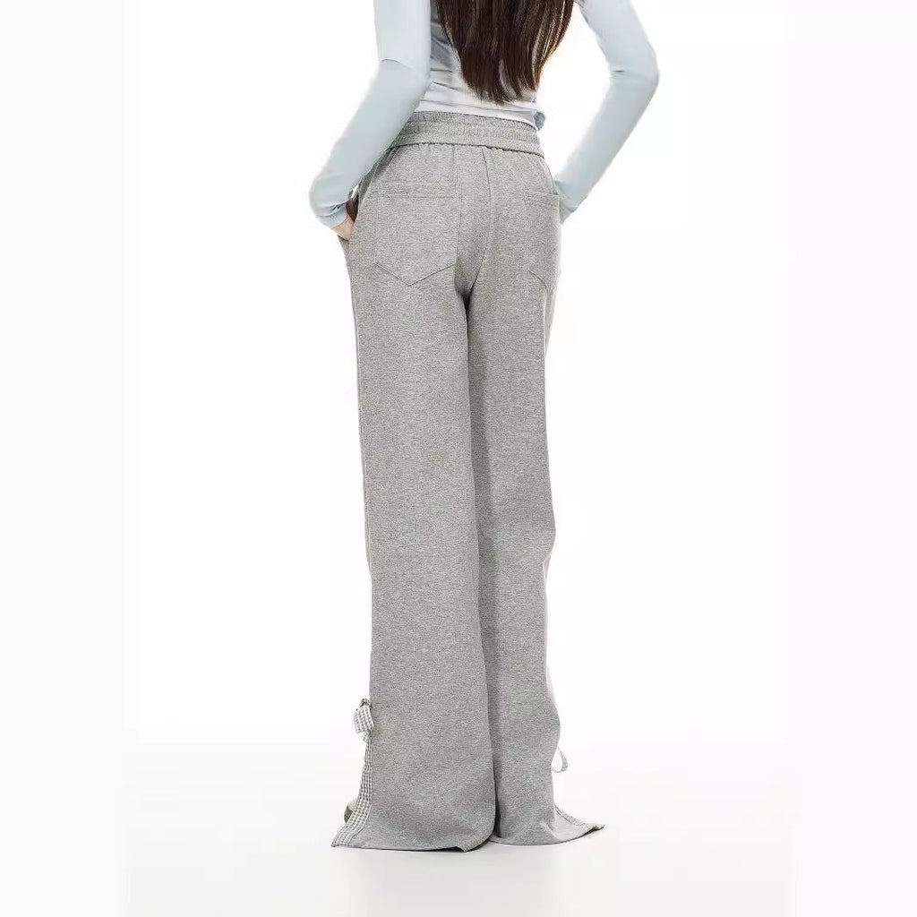 Women's Bow Embroidered Strap Sweatpants