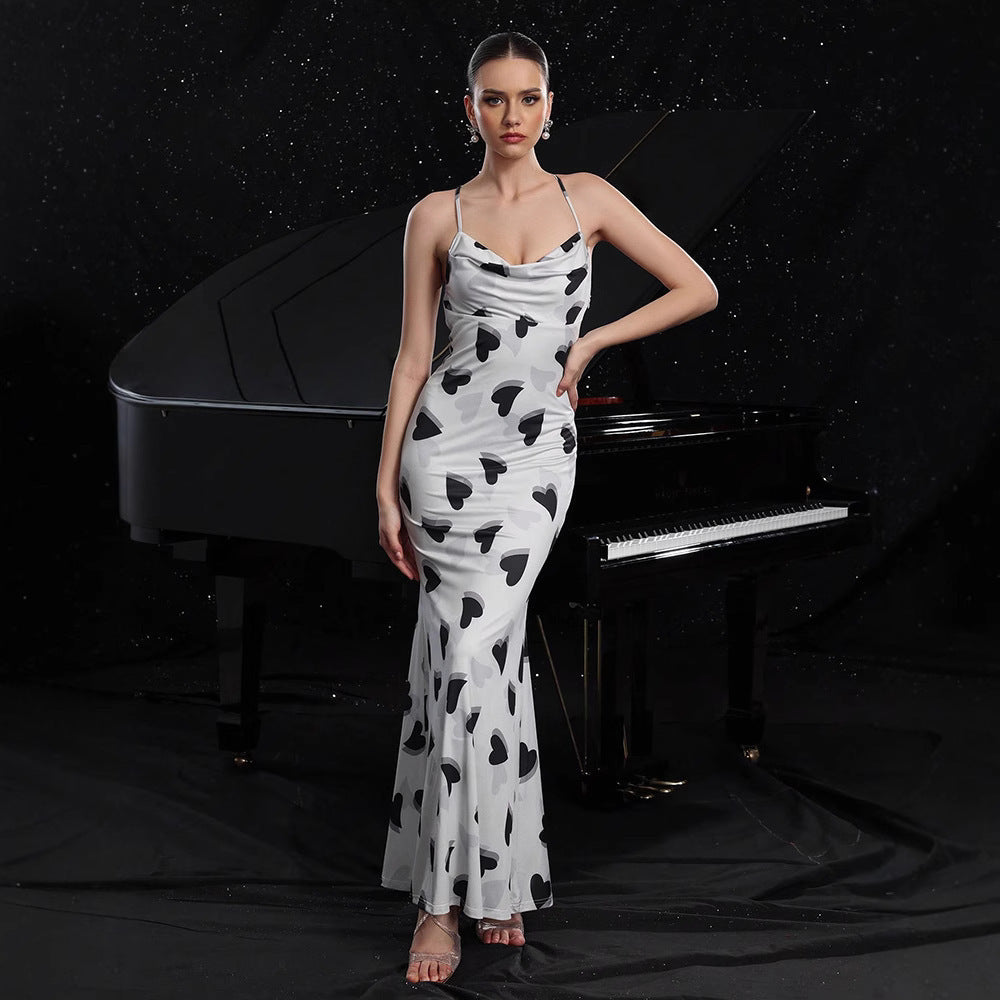 Sexy Sling Heart Backless Slim Fit Dress