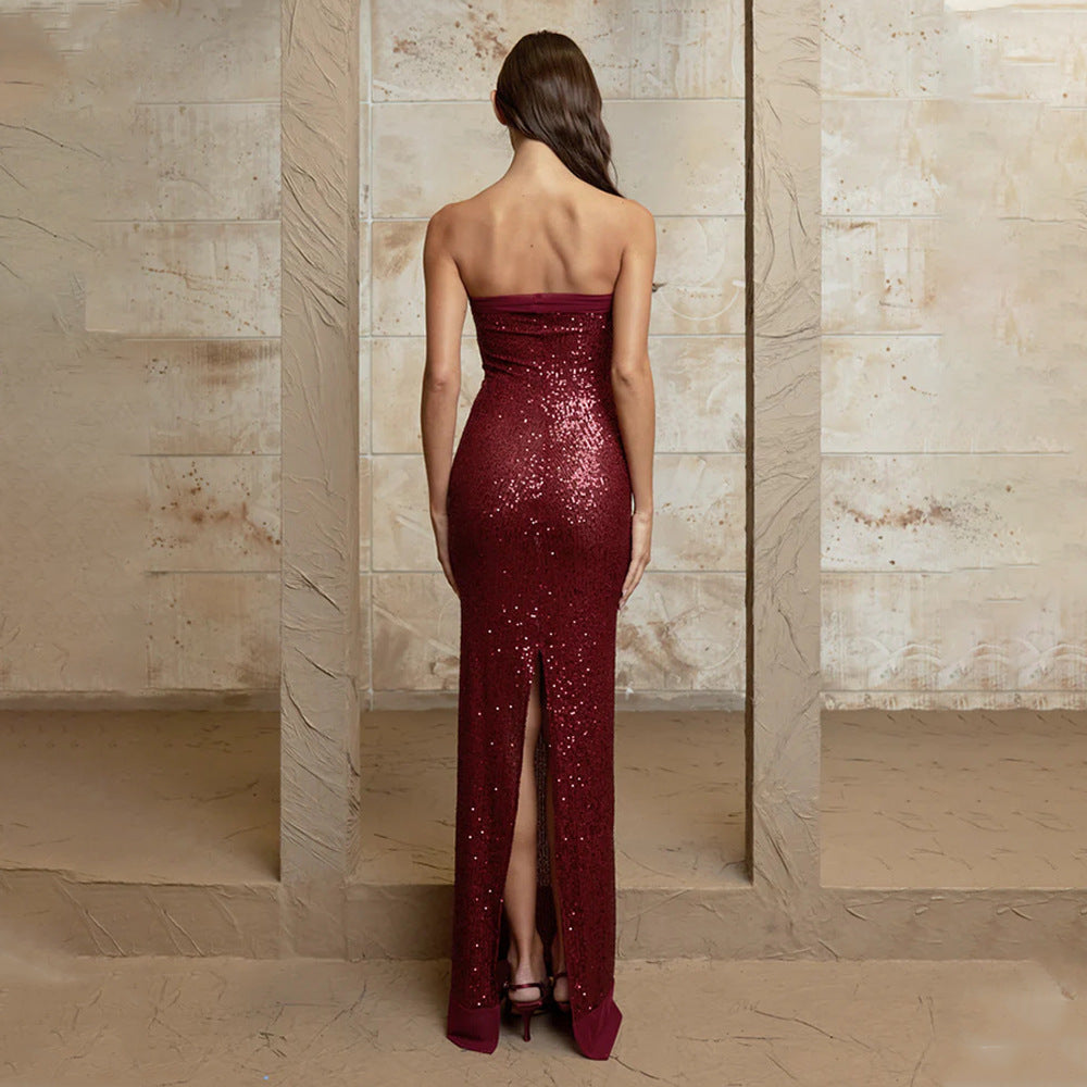 Women's Backless Slit Tube Top Dress