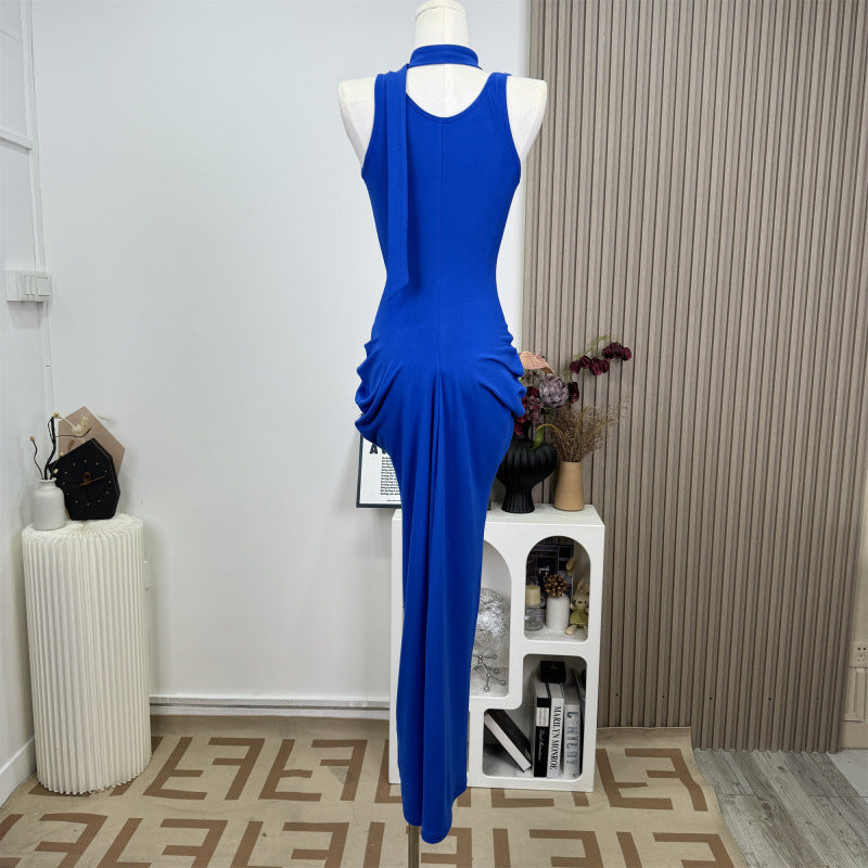 Retro Slim Fit Waist Trimming Spaghetti Straps Dress