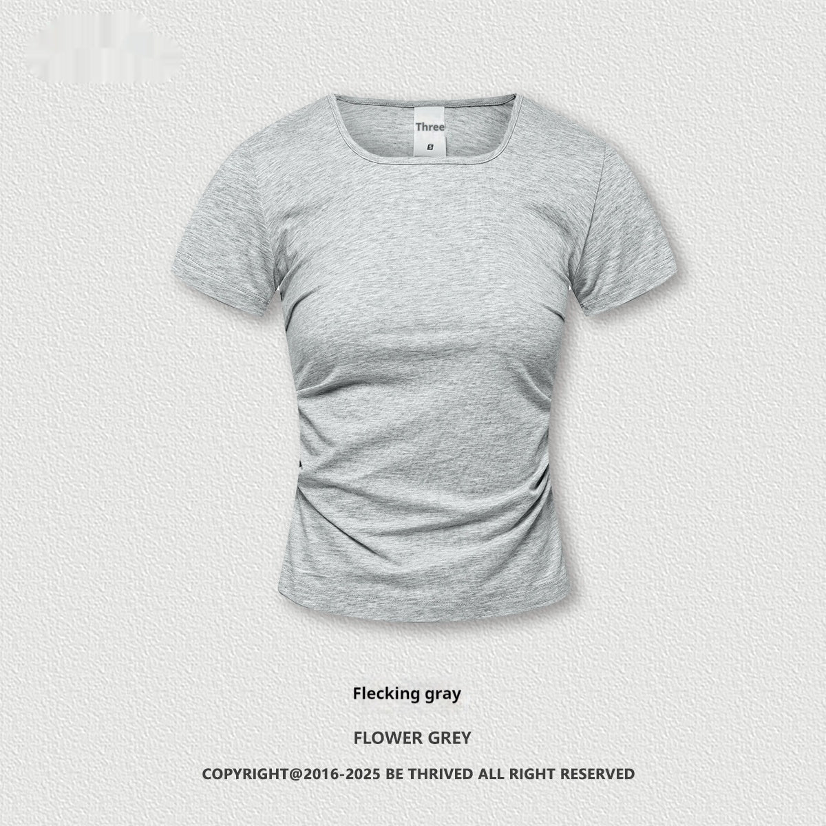 Solid Color Square Collar Shoulder Short Sleeve Slimming