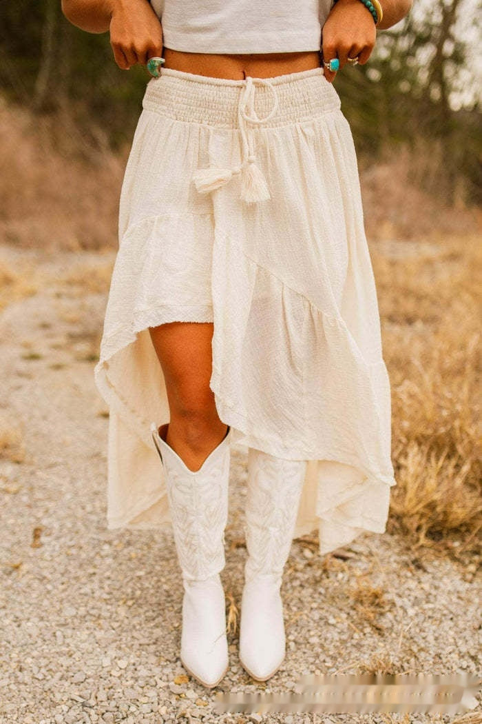 Women's Asymmetric Stitching Elastic High Waist Skirt