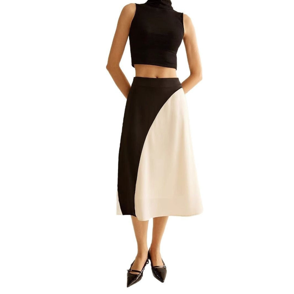 Color Contrast Patchwork Leisure Women's Skirt