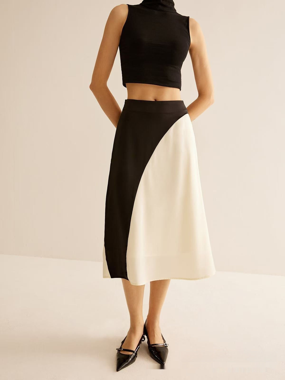Color Contrast Patchwork Leisure Women's Skirt