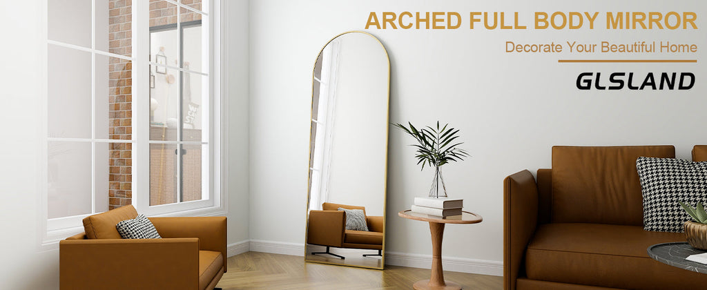 Full Length Arched Mirror-Aluminum Alloy Frame High Definition-Full Body Mirror for Bedroom or Living Room