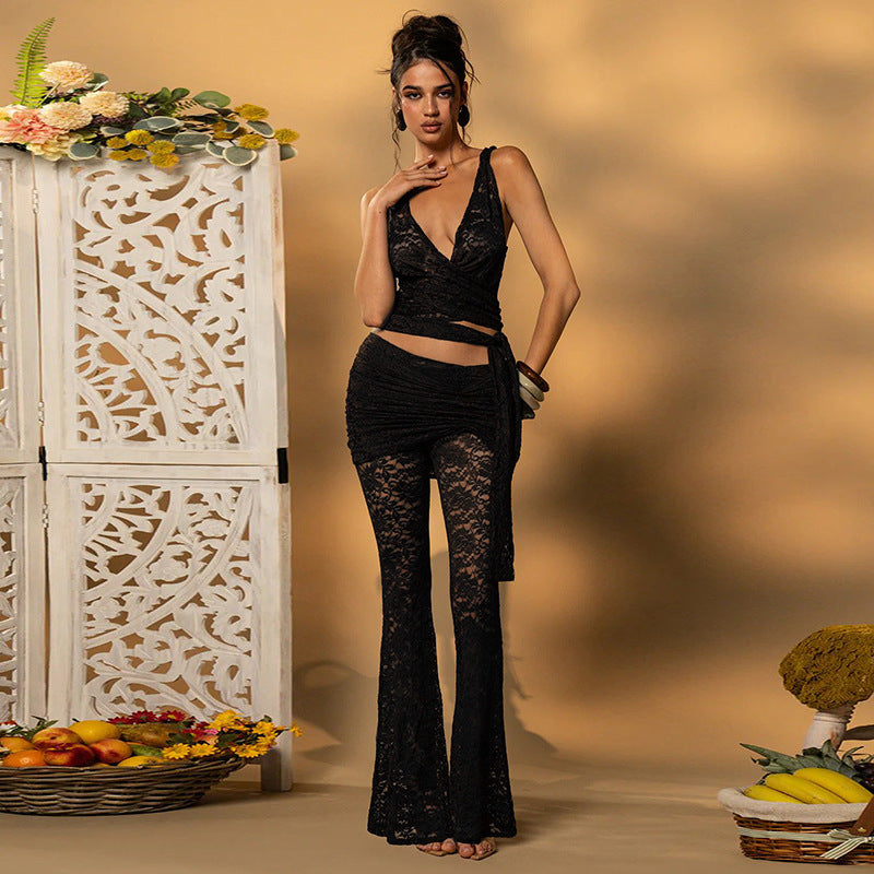 Women's Slim Fit V-neck Sling Vest Sheath Suit