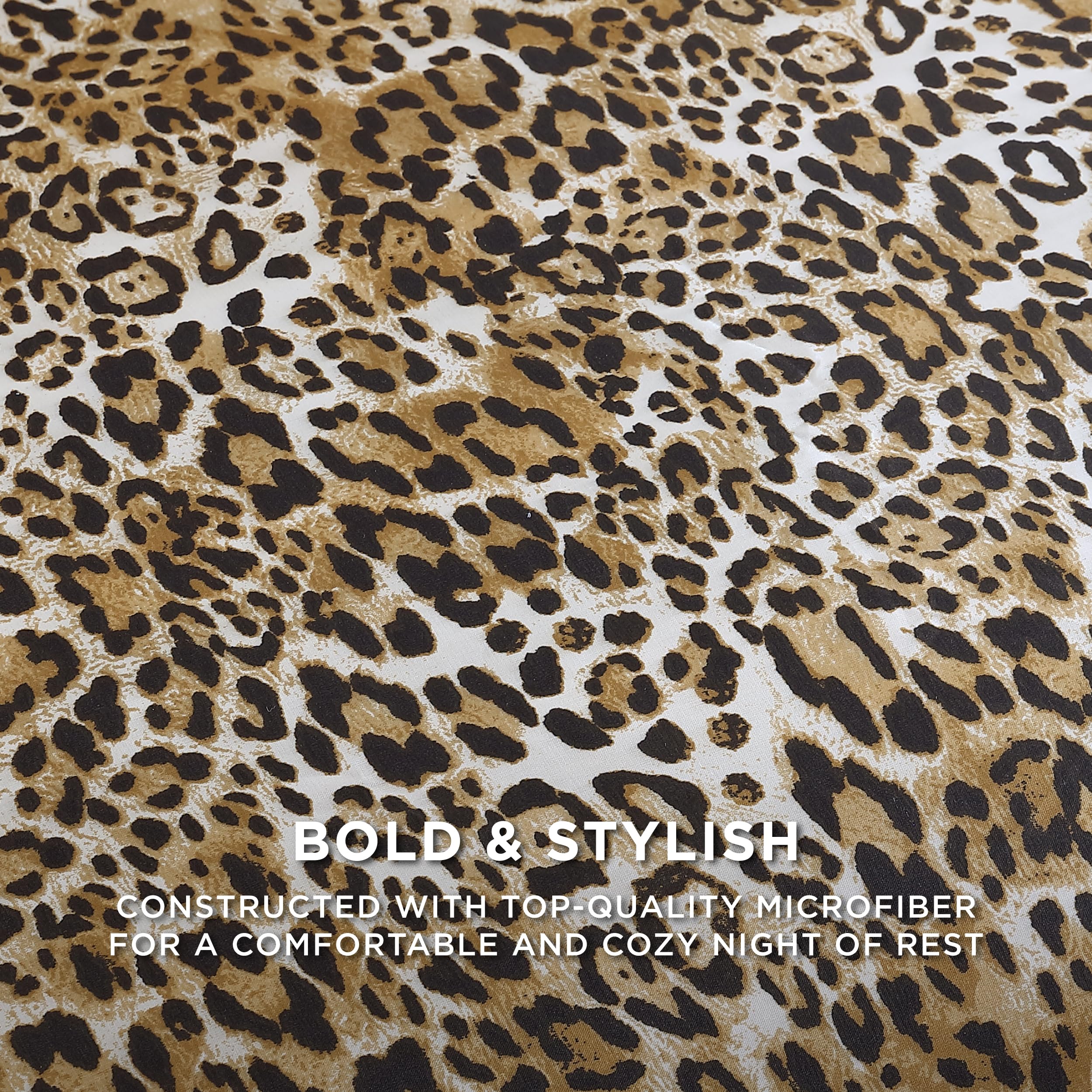 Juicy Couture Leopard Satin Duvet Cover Set - Cheetah Print 2-Piece Machine Washable Reversible Animal Print Bedding Duvet Cover and Sham Set