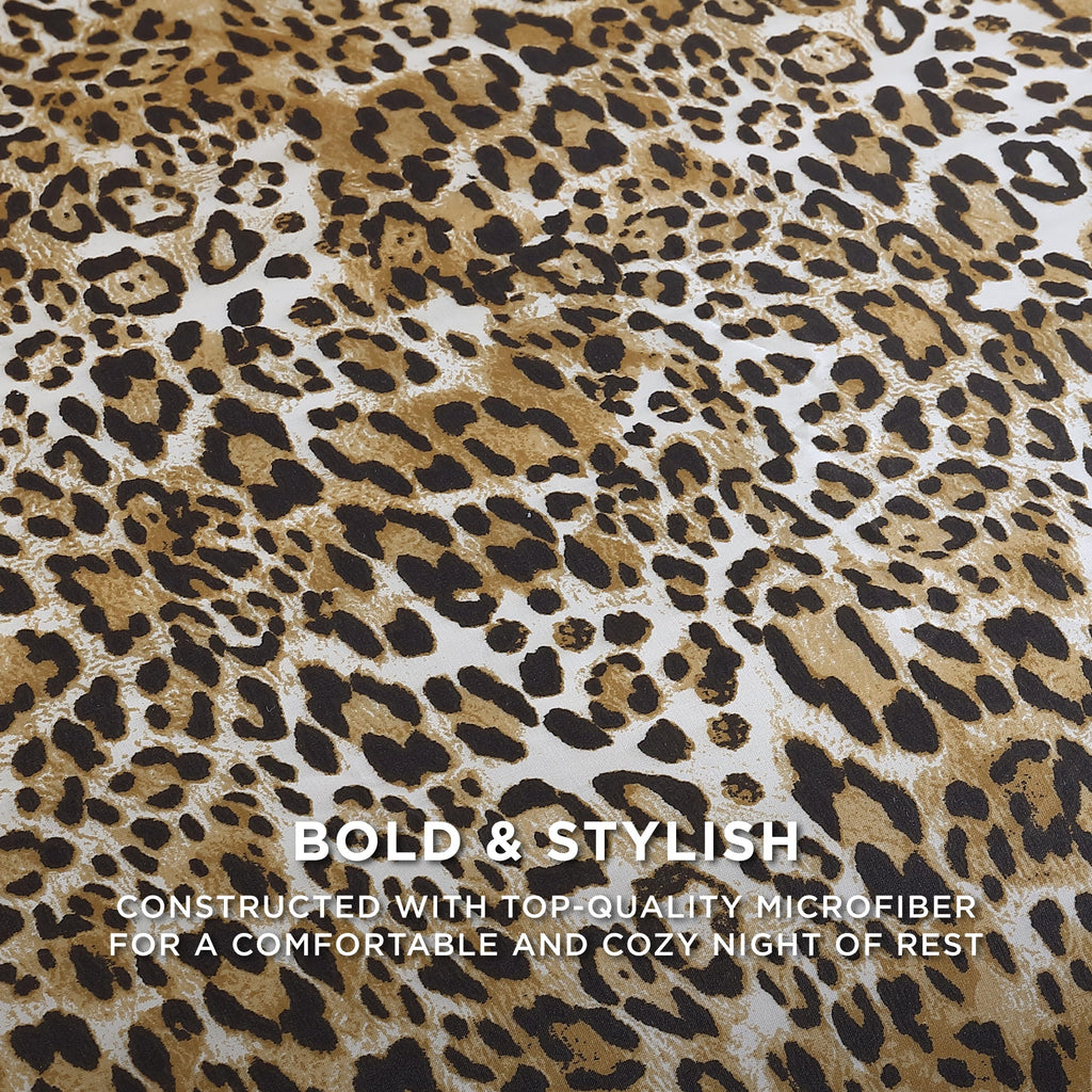 Juicy Couture Leopard Satin Duvet Cover Set - Cheetah Print 2-Piece Machine Washable Reversible Animal Print Bedding Duvet Cover and Sham Set