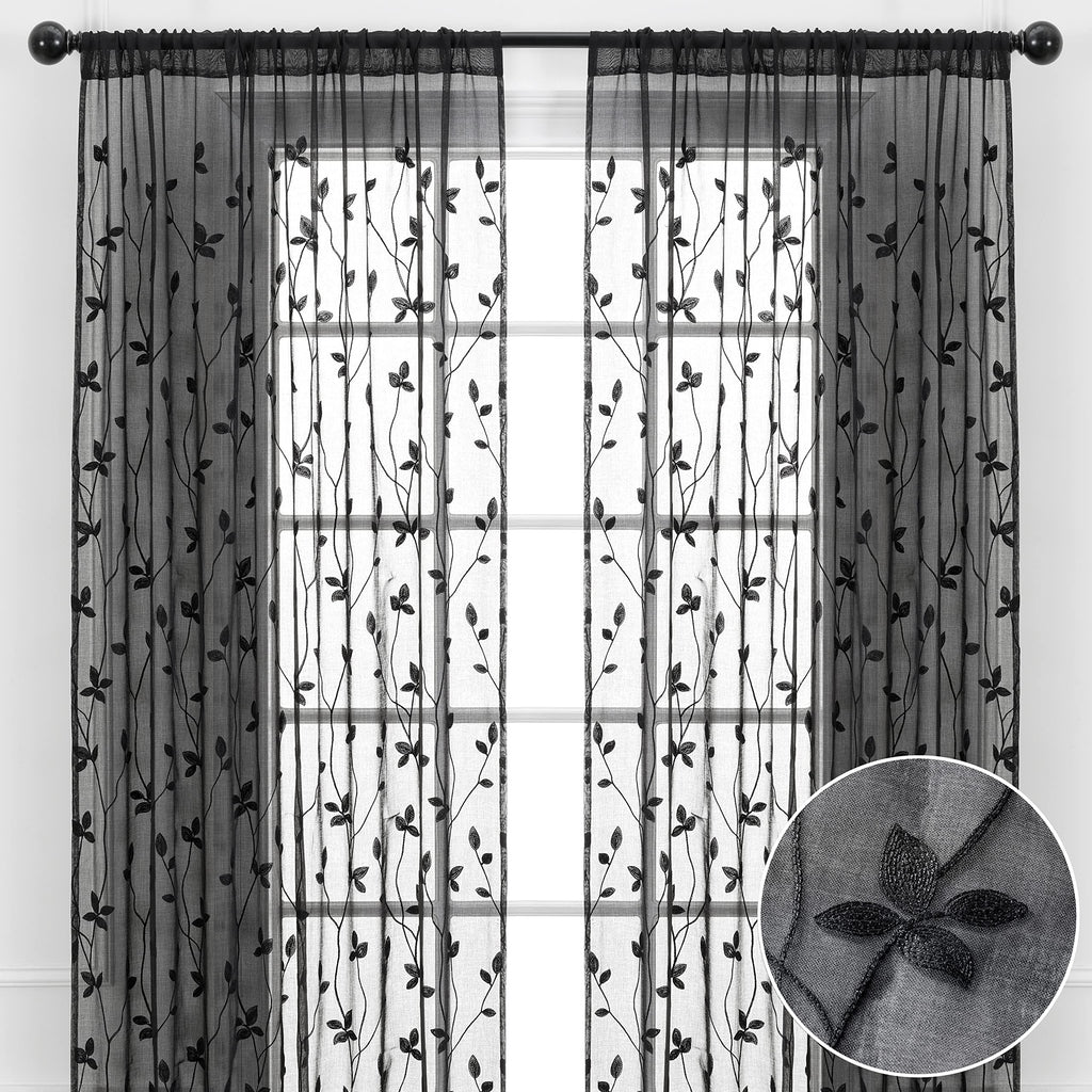 Embroidered Vine Curtains - Sheer Curtains
