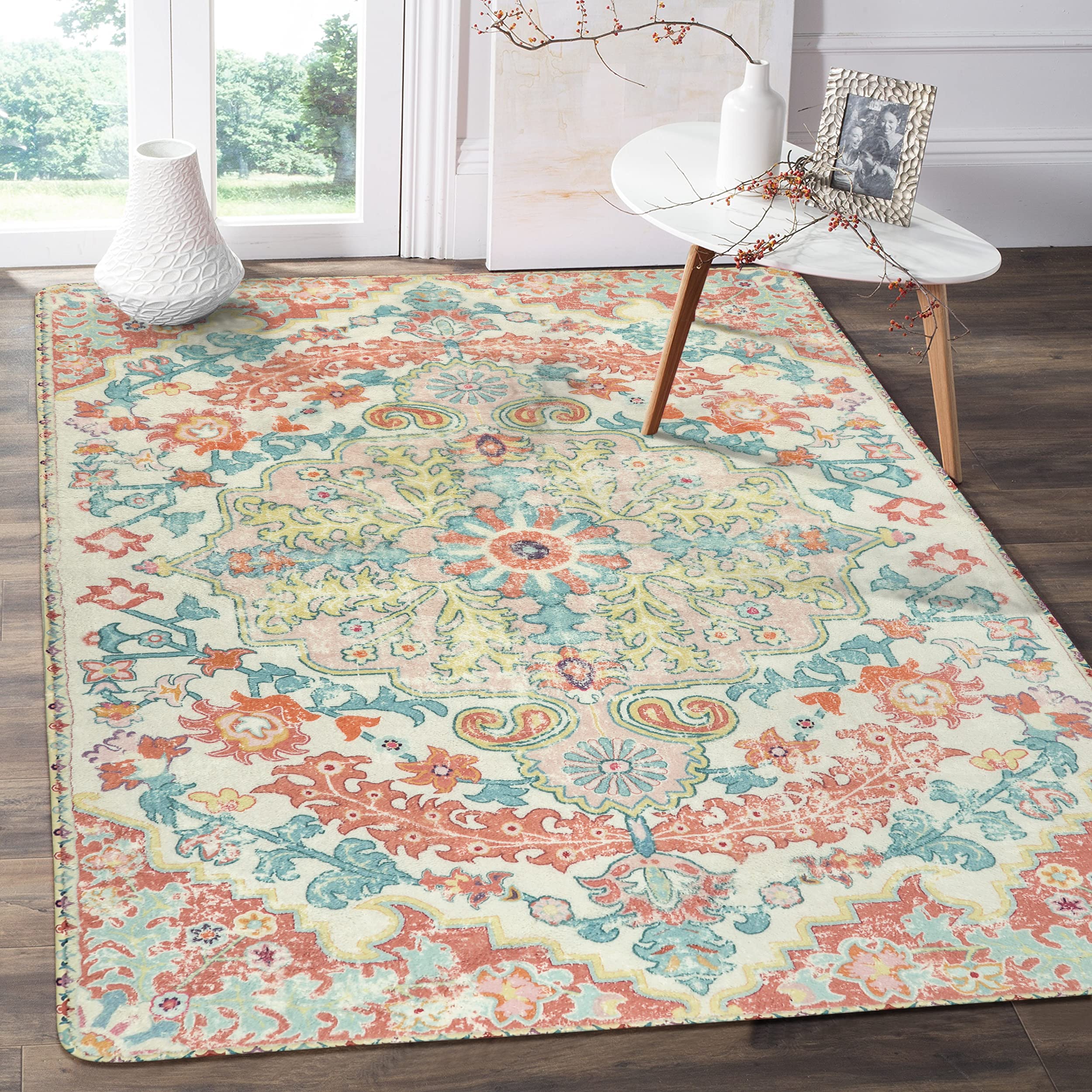 Floral Bohemian Medallion Area Rugs
