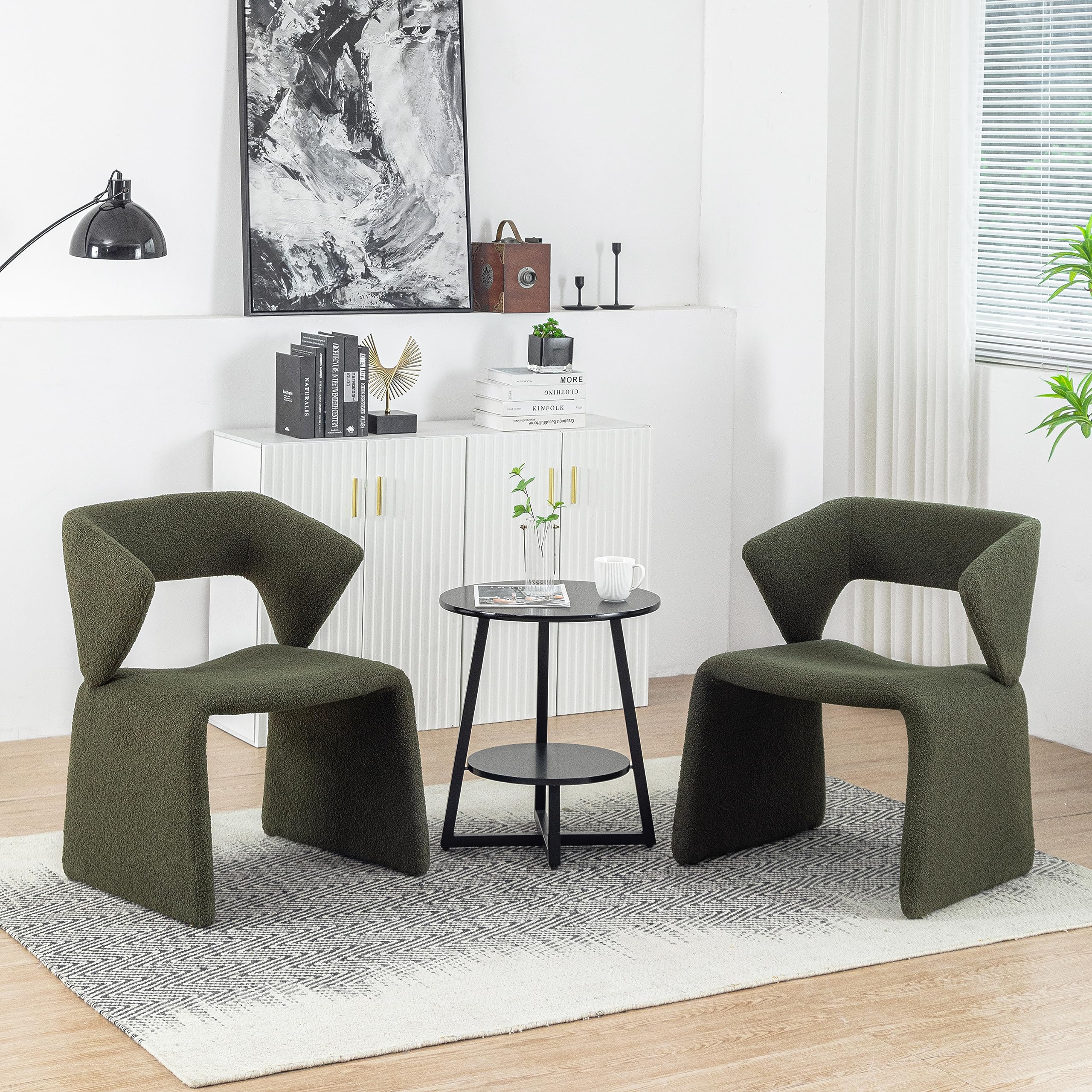 Modern Bouclé Sherpa Accent Chair â€?Comfy Tufted Lamb Fabric Armed Leisure Chair for Reading, Bedroom, Office, and Living Room