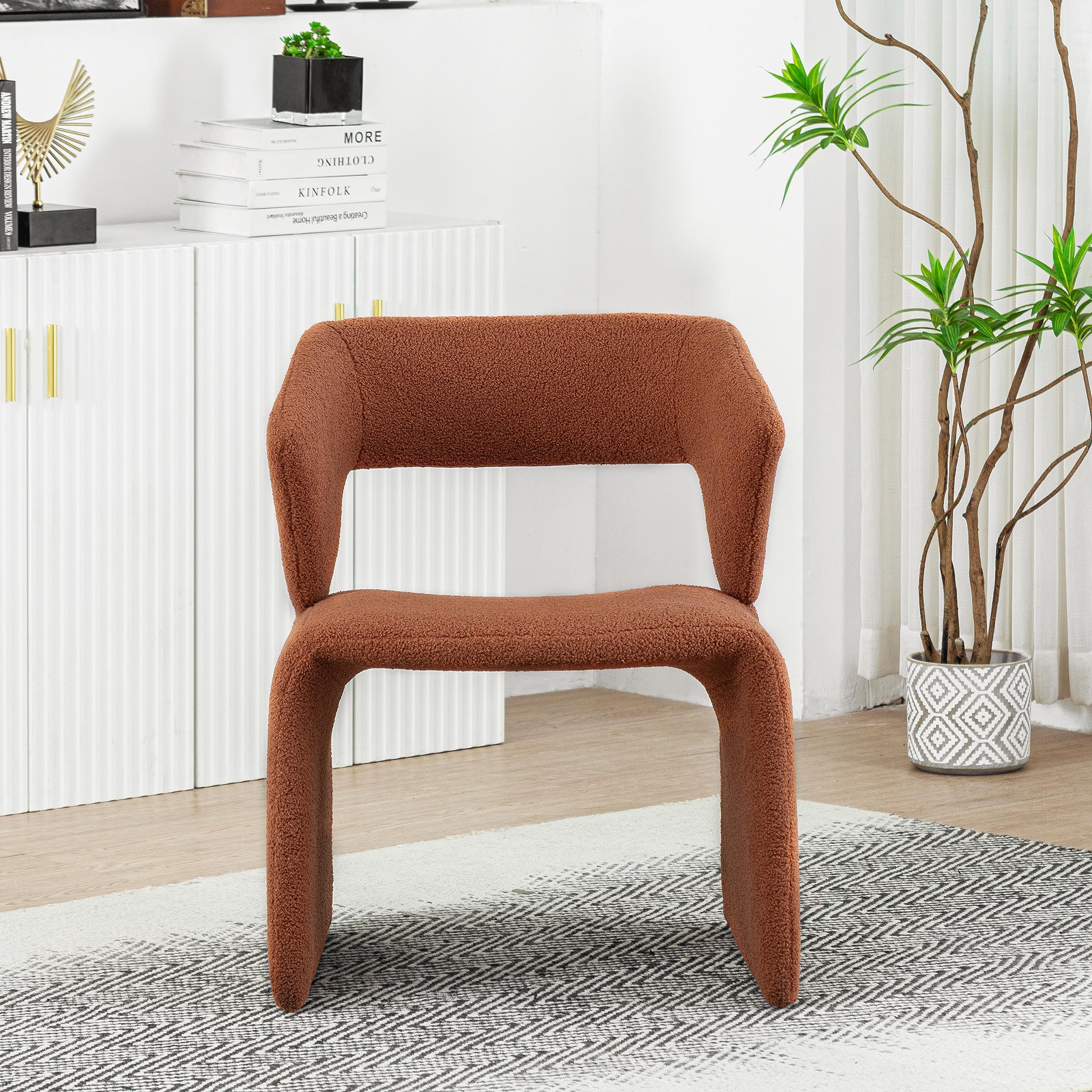 Modern Bouclé Sherpa Accent Chair â€?Comfy Tufted Lamb Fabric Armed Leisure Chair for Reading, Bedroom, Office, and Living Room