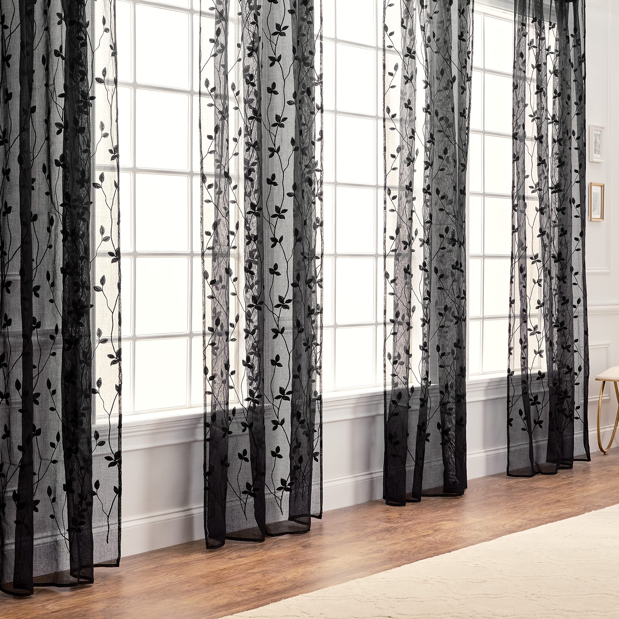 Embroidered Vine Curtains - Sheer Curtains