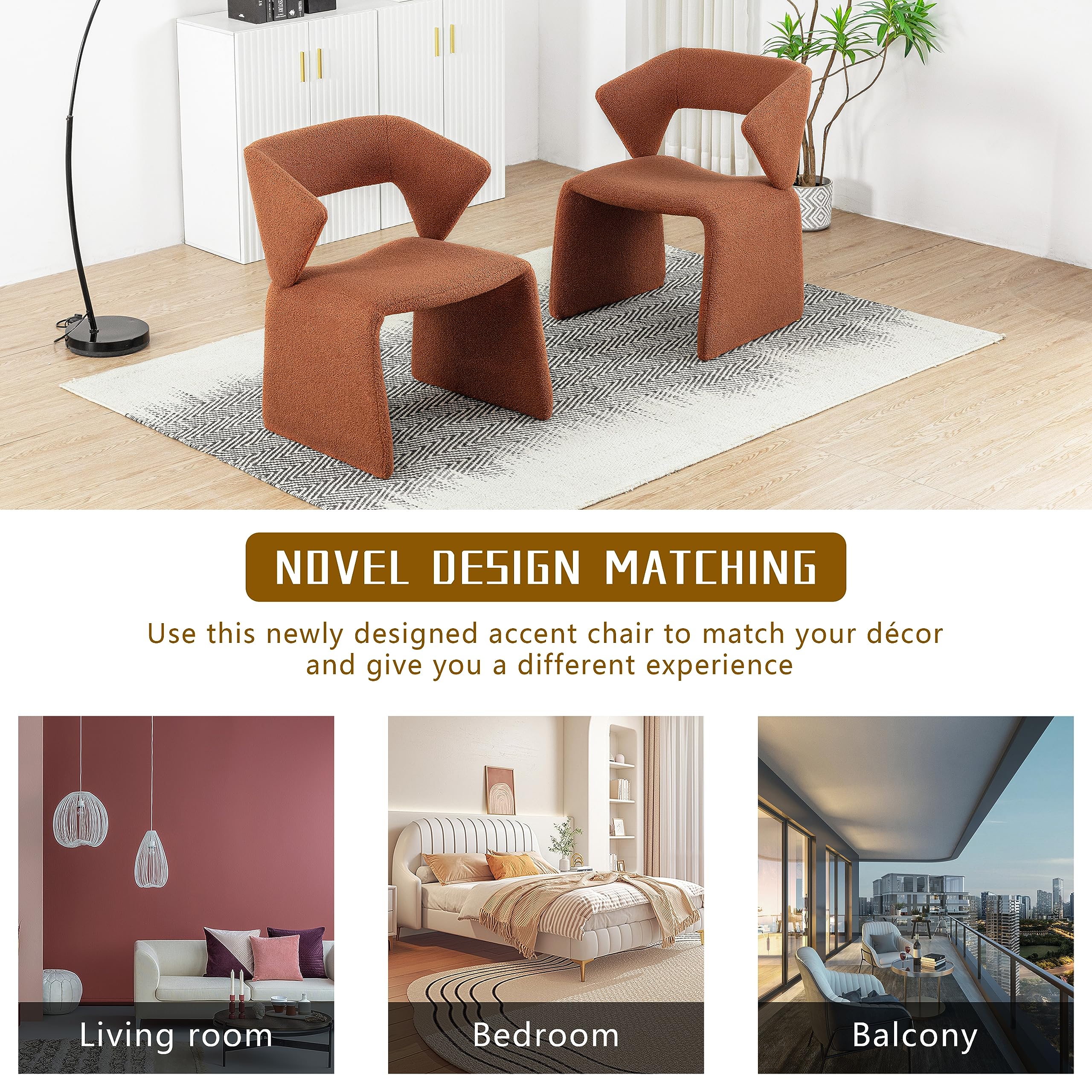 Modern Bouclé Sherpa Accent Chair â€?Comfy Tufted Lamb Fabric Armed Leisure Chair for Reading, Bedroom, Office, and Living Room