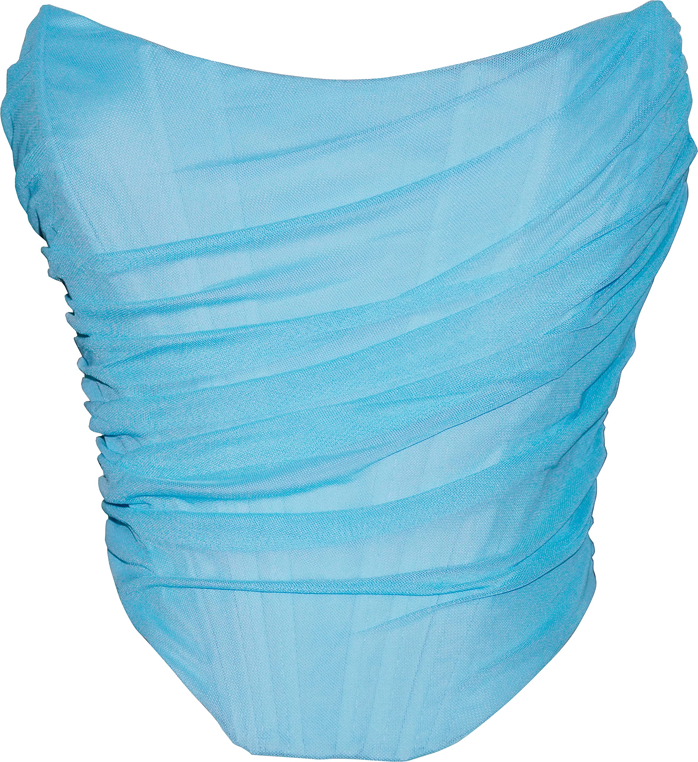 Mesh Corset Crop Top Bustier Underbust Boned Backless Sleeveless Strapless Off Shoulder