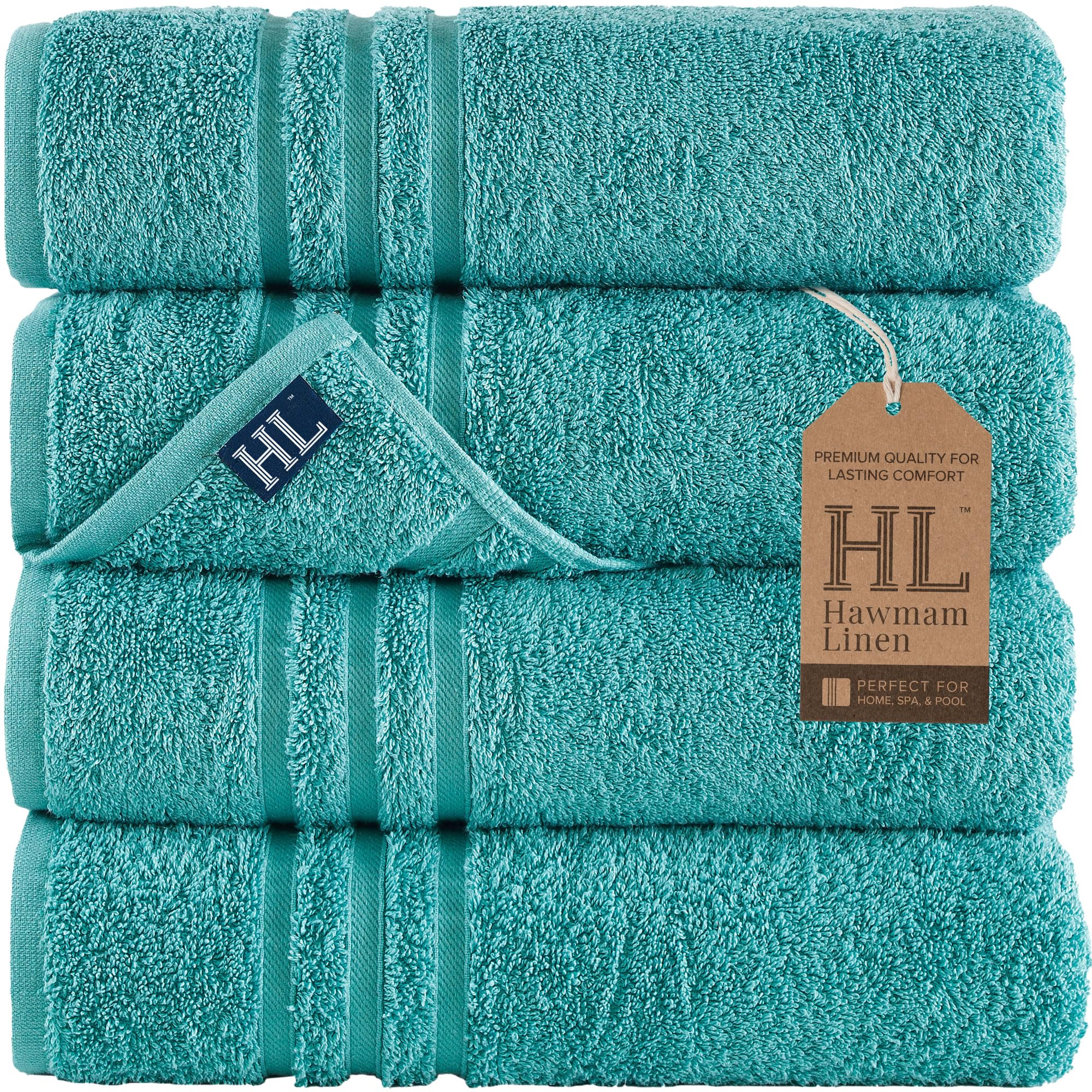 Linen Bath Towels Set for Bathroom Original Turkish Cotton Soft, Absorbent and Premium 2 Bath Towels, 2 Hand Towels, 2 Washcloths