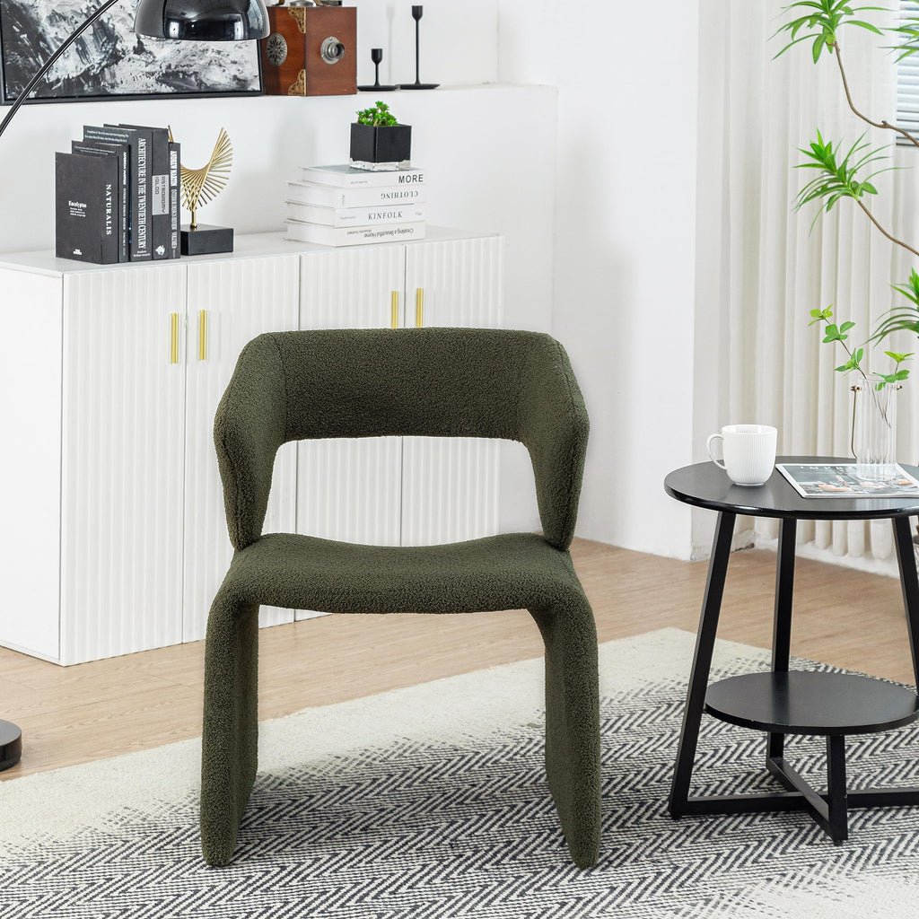 Modern Bouclé Sherpa Accent Chair â€?Comfy Tufted Lamb Fabric Armed Leisure Chair for Reading, Bedroom, Office, and Living Room