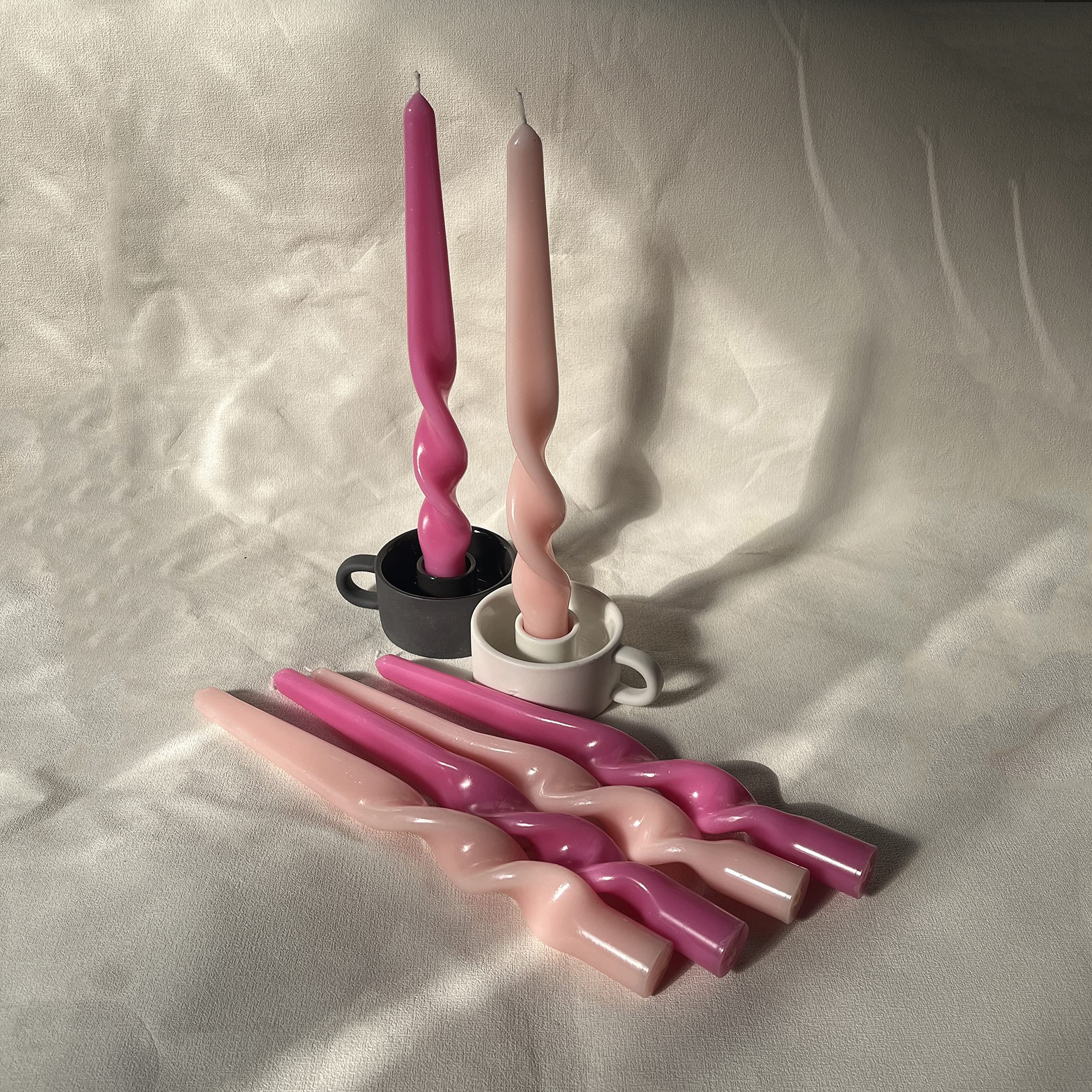 Spiral Taper Candles - Set of 6 Twisted Candle 9.5 Inch Tall for Home Decoration