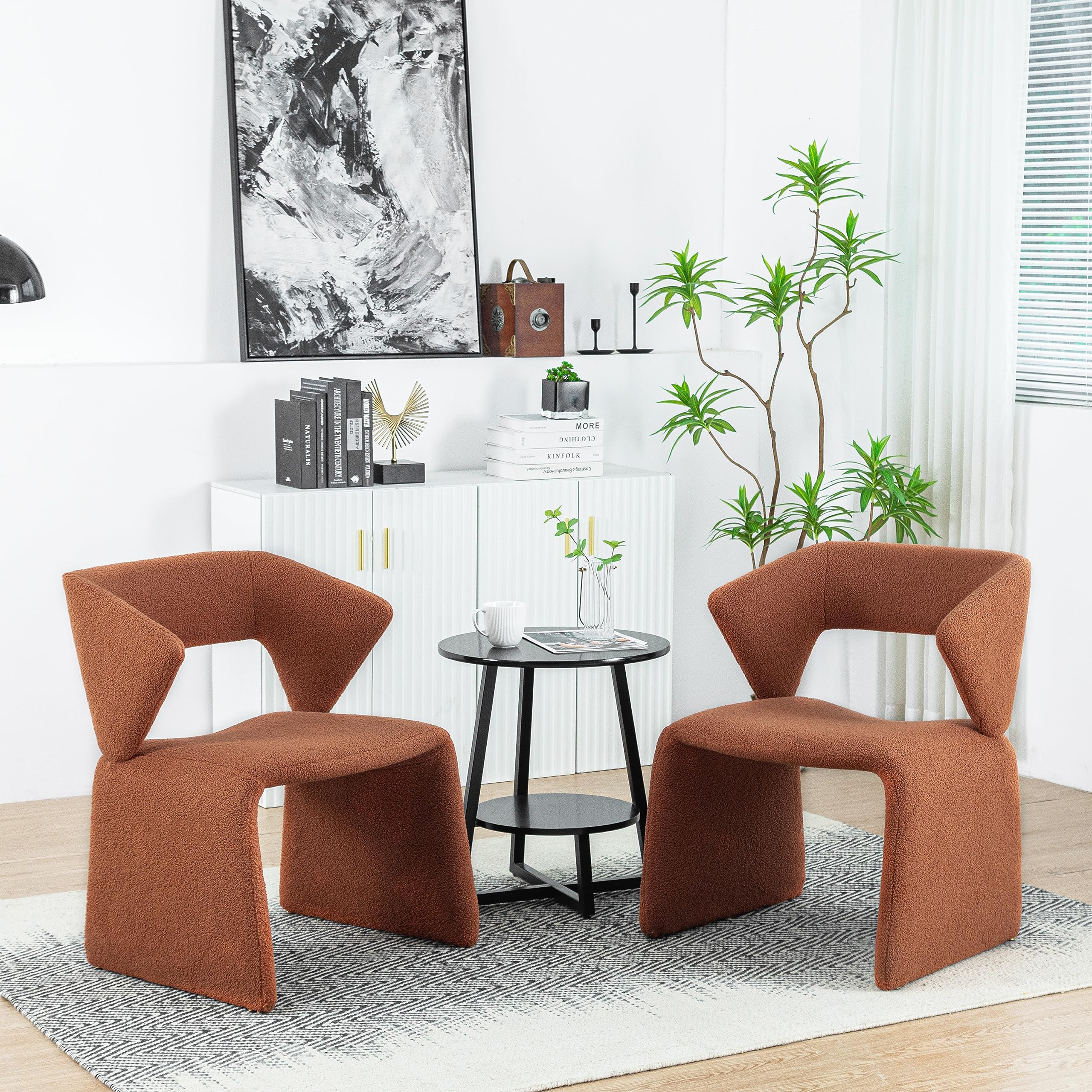 Modern Bouclé Sherpa Accent Chair â€?Comfy Tufted Lamb Fabric Armed Leisure Chair for Reading, Bedroom, Office, and Living Room