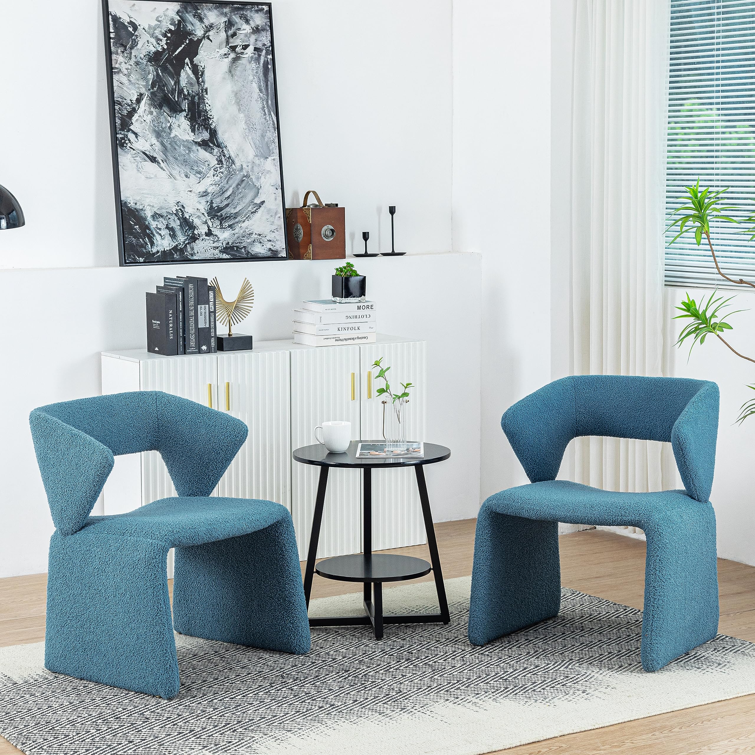 Modern Bouclé Sherpa Accent Chair â€?Comfy Tufted Lamb Fabric Armed Leisure Chair for Reading, Bedroom, Office, and Living Room