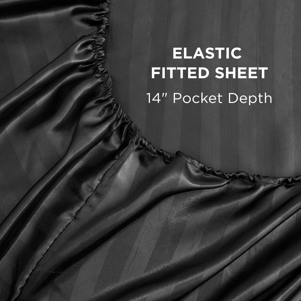 Juicy Couture Silky Satin Damask Sheet Set - Luxury Smooth Satin Striped Sheets