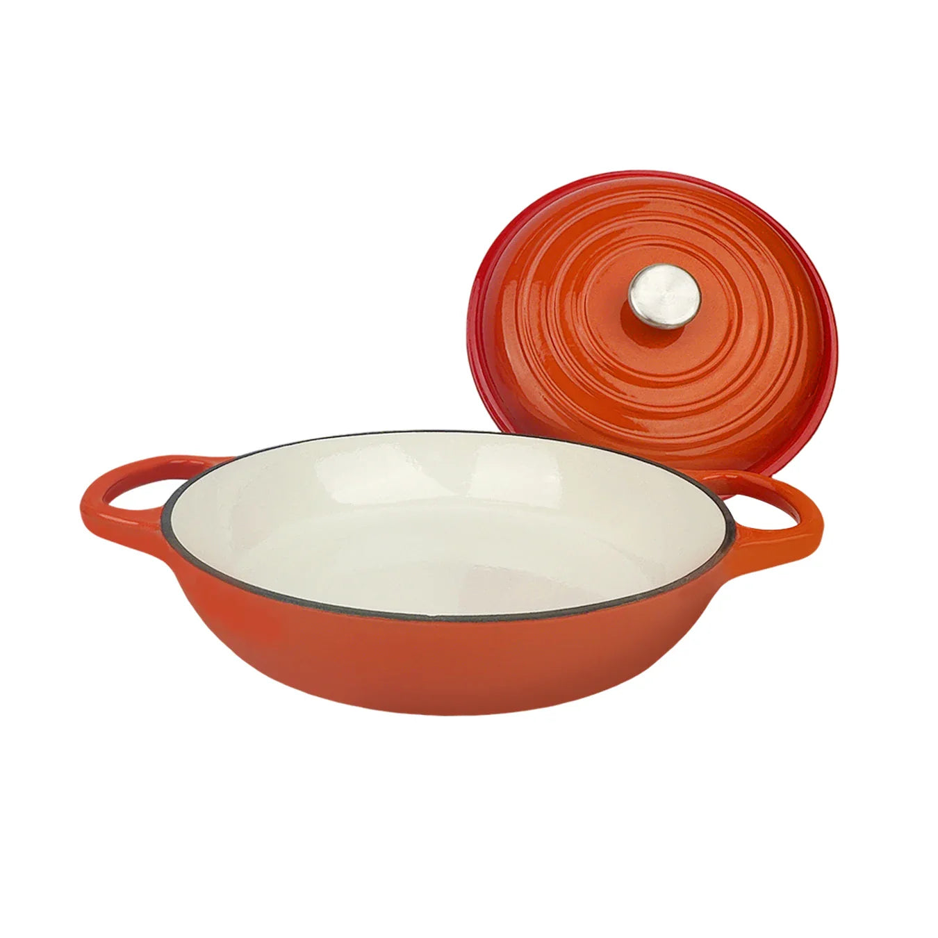 Oval Enameled Cast Iron Dutch Oven- Heavy Pot with Lid, 2.5 QT, Double Handle, Red and Blue