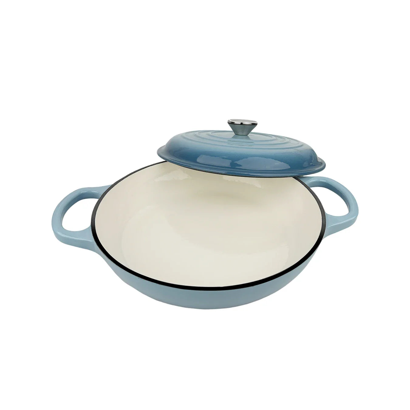 Oval Enameled Cast Iron Dutch Oven- Heavy Pot with Lid, 2.5 QT, Double Handle, Red and Blue