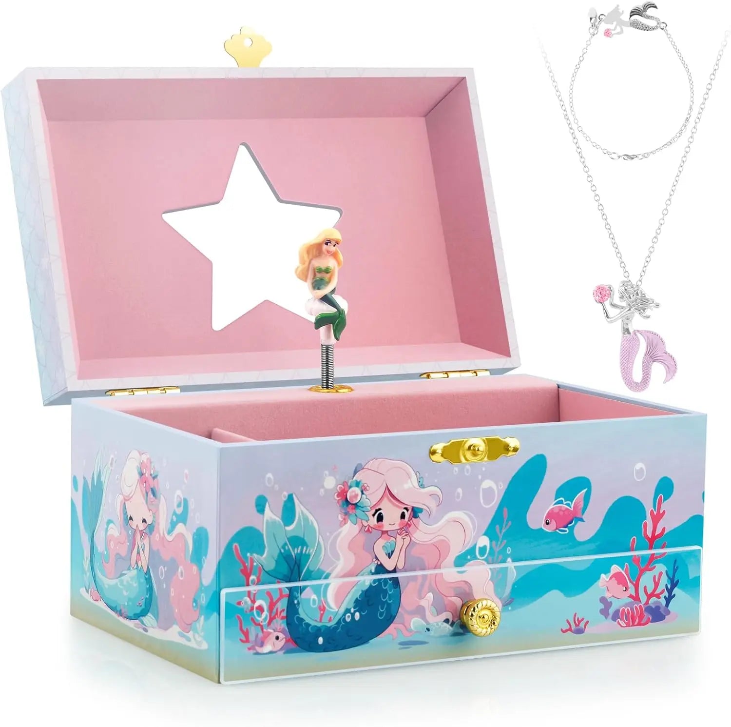 Musical Jewelry Box with Drawer & Ballerina Theme â€?Swan Lake Tune, Pink