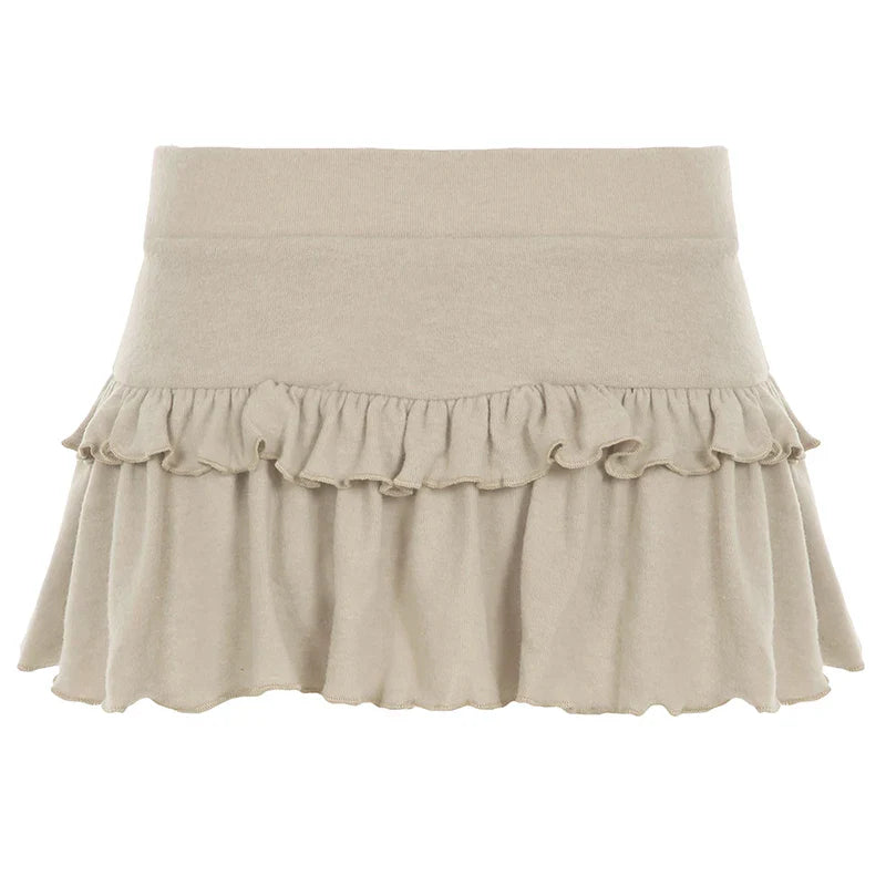 Coquette Solid Pleated Super Mini Skirt Preppy Sexy Slim Low Waist Cotton Short Skirt