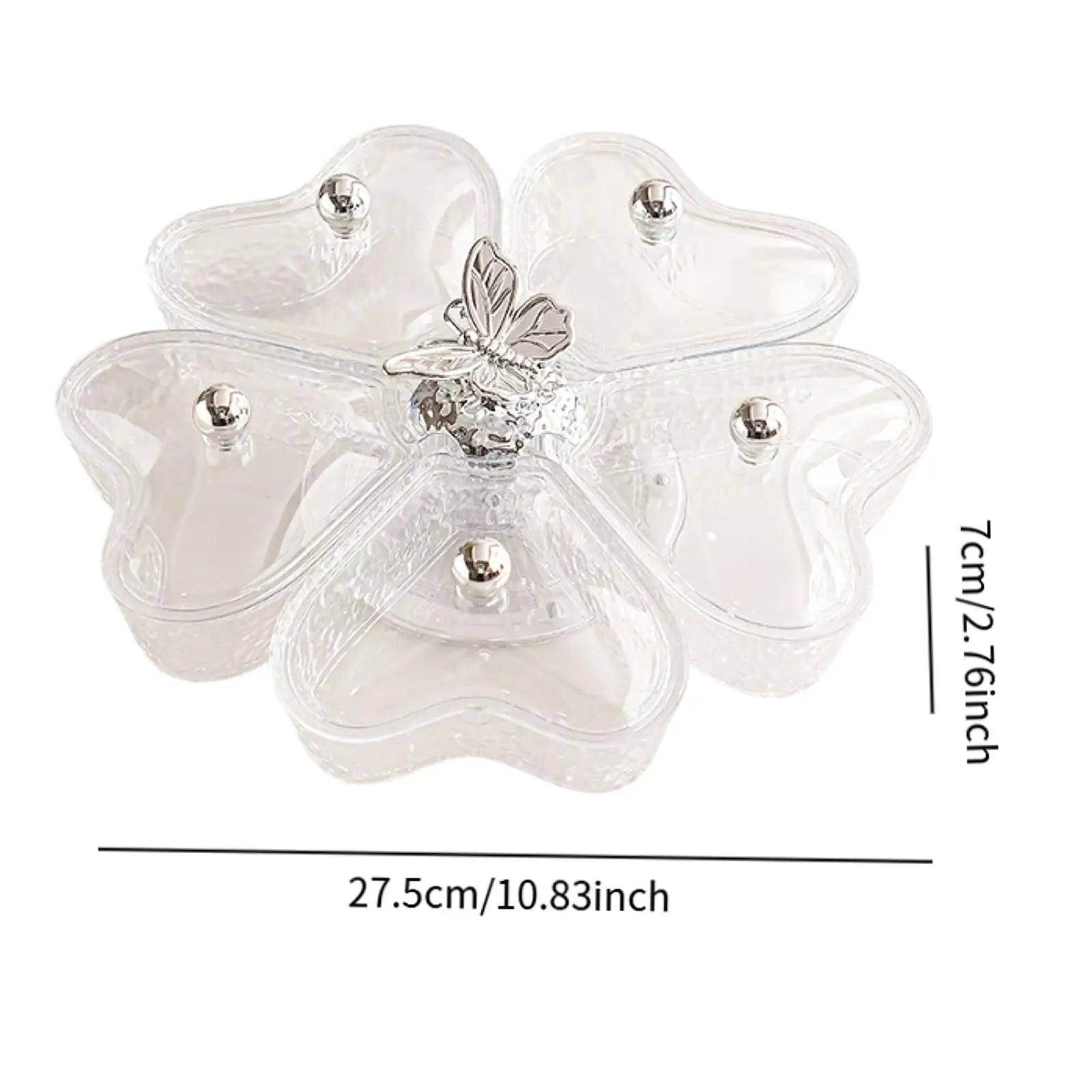 Divided Serving Tray Fruit Plate Organizer Nut Candy Veggie Tray Rotating Snack Platter for Candy Nuts Sweets Fruit Tea Party