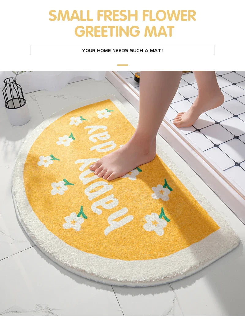 Soft Floor Mats Small Fresh Text Flowers Rugs Home Entrance Carpet Bedroom Toilet Bathroom Door Absorbent Non-Slip Foot Pad