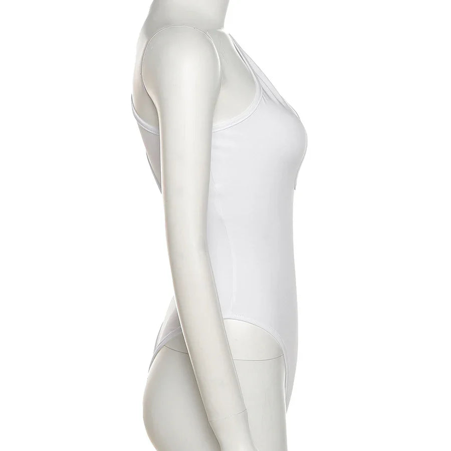 Sexy One Shoulder Bodycon Black Bodysuits Women Cut Out Ladies Summer Overalls Tops Body Bodysuit Femme Woman Clothes