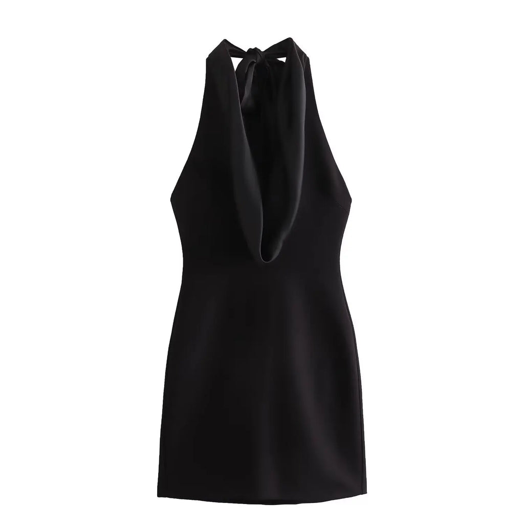 Swinging Collar Casual Midi Dress For Women Backless Lace Dress