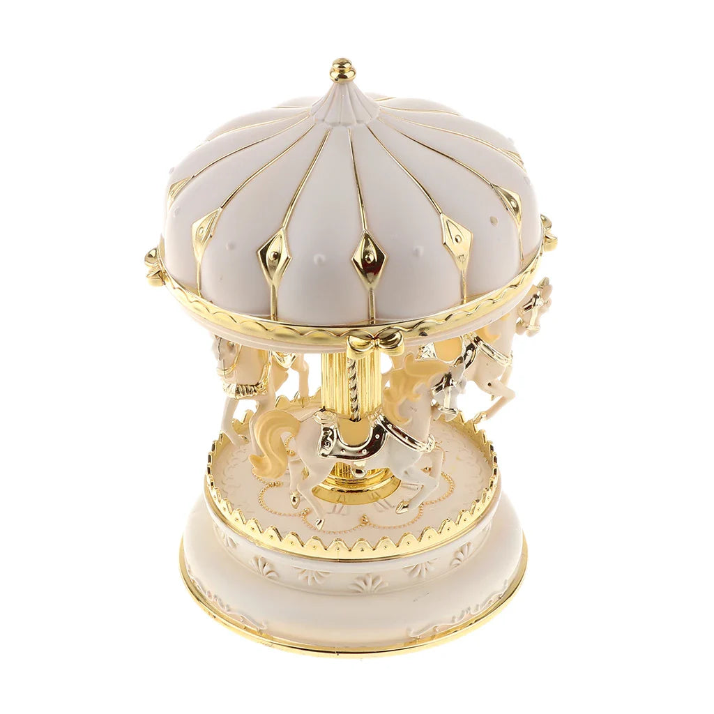 New Carousel Horse Music Box Resin Merry-go-round Musicical Box Home Desktop Decoration