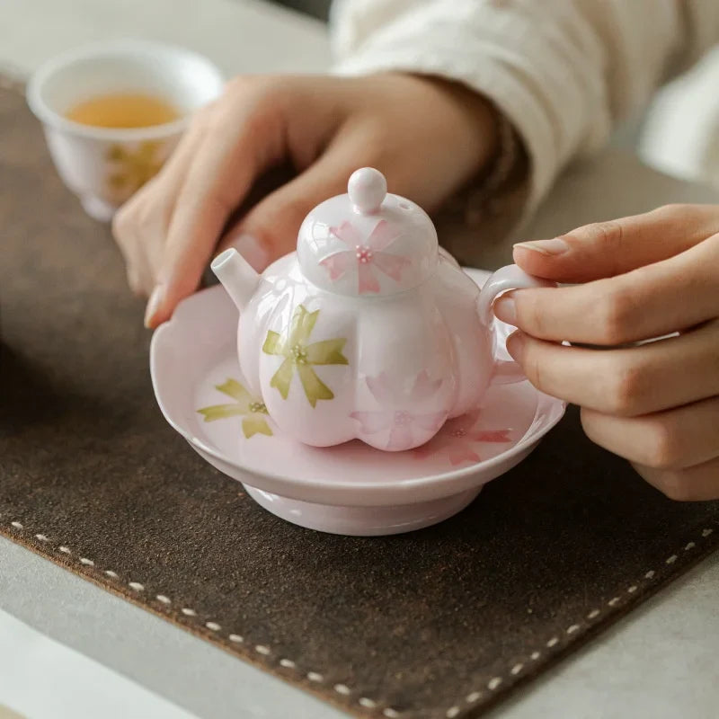Hand-Painted Arita Pottery Underglaze Color Cherry Blossom Covered Bowl Base